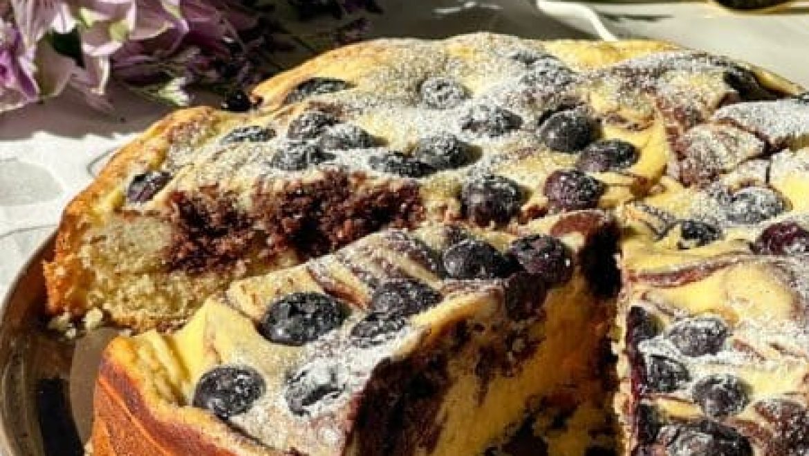 עוגת שיש בחושה גבינה אוכמניות