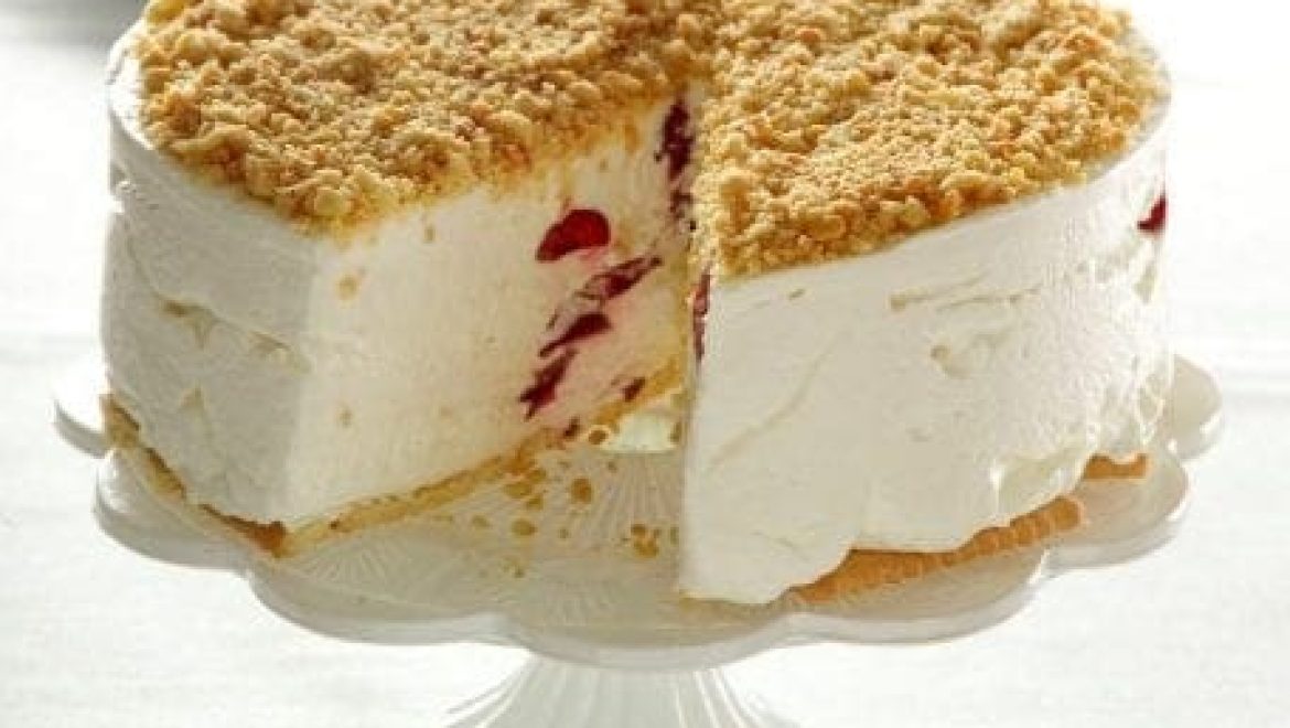 עוגת גבינת שמנת פרורים עם דובדבנים